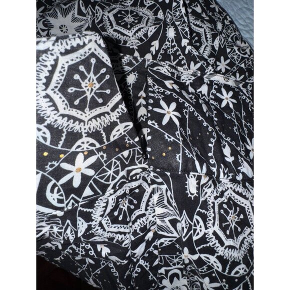 Black & White Floral Geometric Print Knee-Length Flared Skirt Apt. 9 Size 8 Cott - Picture 6 of 8
